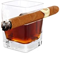 iPawde Whisky Cigar Glass- Vaso Doble Antiguo con Reposo para cigarros Incorporado- Apto para Whisky- Whisky- Cerveza…